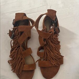 Kenneth Cole Reaction Fringe Sandals - Tan